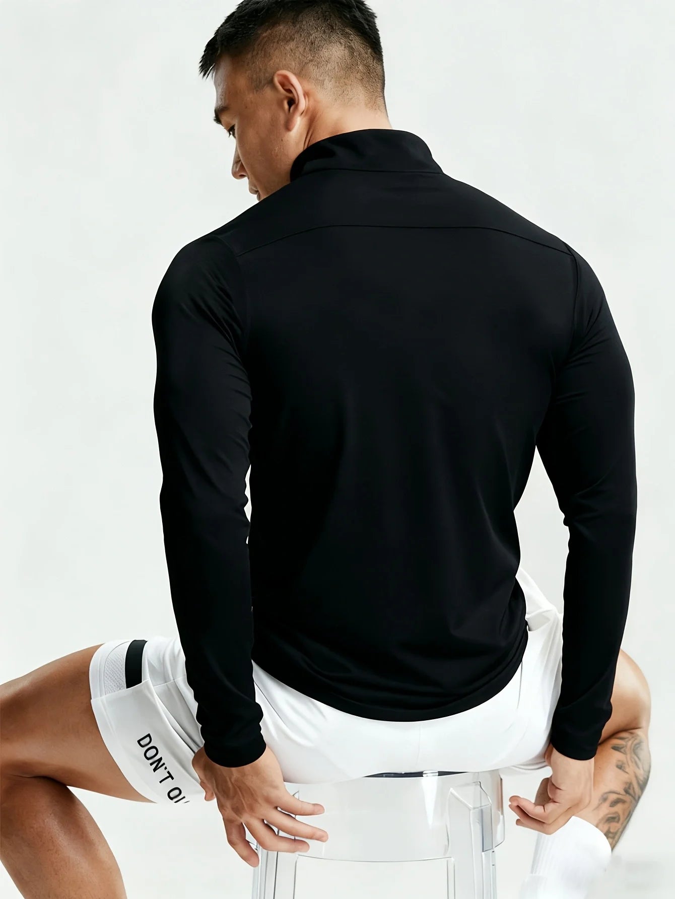 Maglia Sportiva Uomo Manica Lunga con Mezza Zip – Asciugatura Rapida in Poliestere per Palestra e Sport