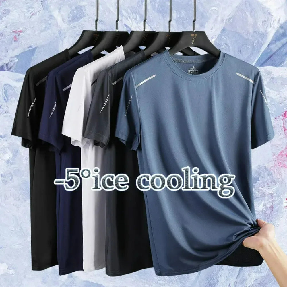 T-Shirt Running Riflettente Manica Corta in Ice Silk – Asciugatura Rapida Estiva per Fitness e Sport