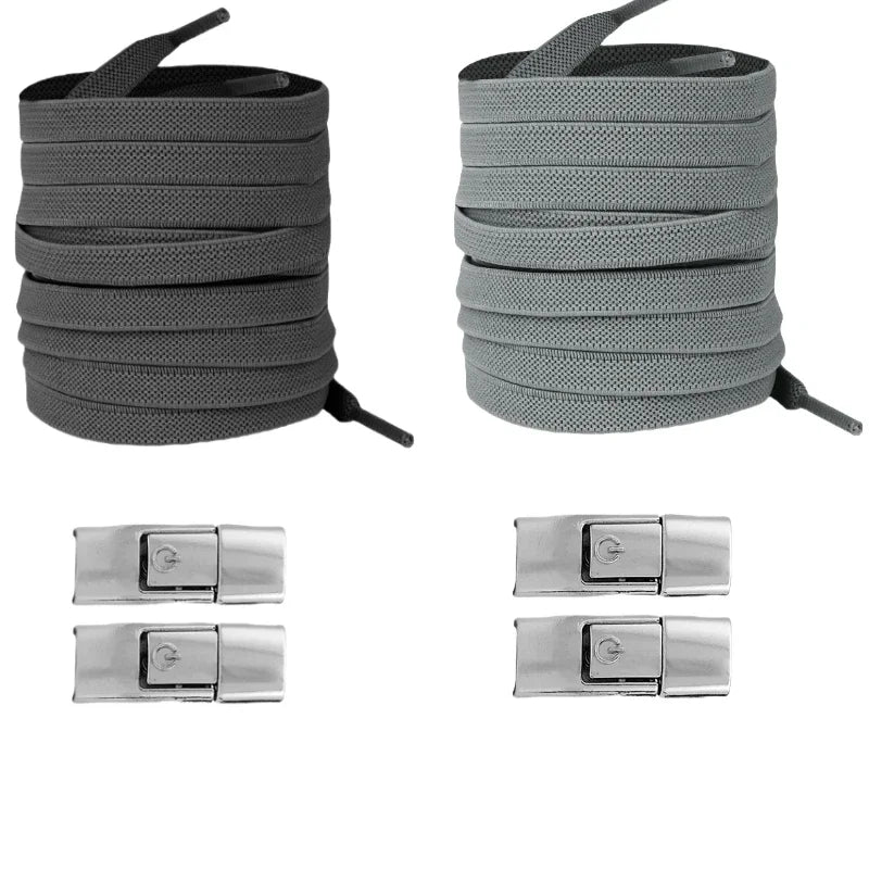 Lacci Elastici Senza Nodo con Chiusura a Pressione – Piatti 8mm per Sneaker, Bambini e Adulti
