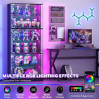 Vitrine mit 6 Regalböden 180 cm mit RGB-Beleuchtung und Spiegel