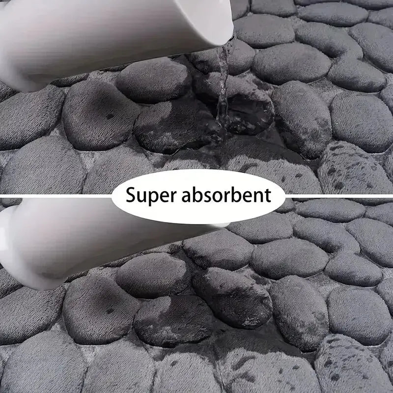 Tappeto in Fibra Goffrata Antiscivolo – Effetto Ciottoli per Bagno e Soggiorno, Memory Foam