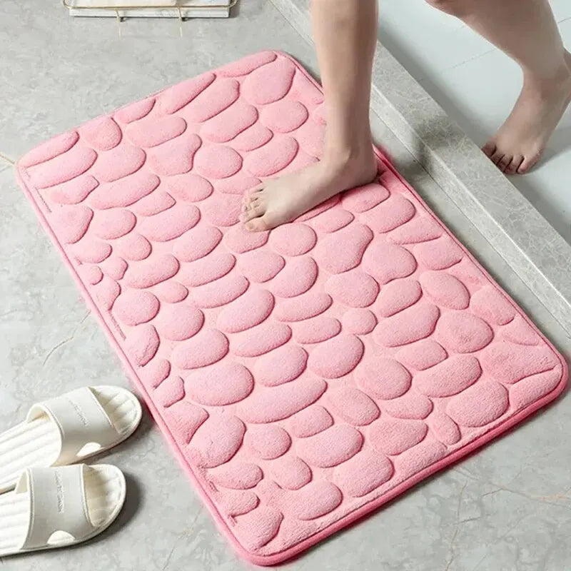 Tappeto in Fibra Goffrata Antiscivolo – Effetto Ciottoli per Bagno e Soggiorno, Memory Foam