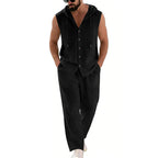 Men's Linen Hoodie & Pants Set – Breathable Casual Suit