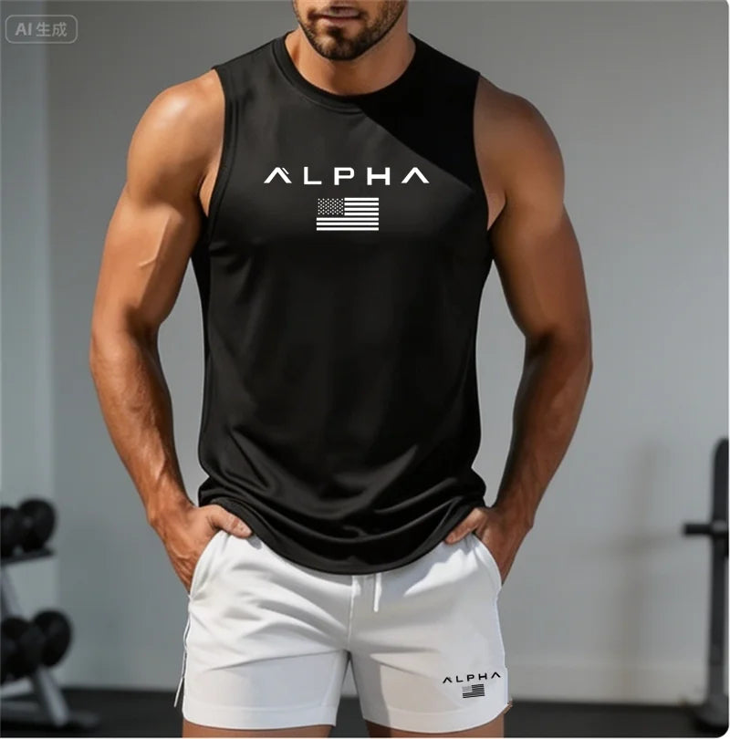 Bedrucktes Fitness-Set für Herren (Tanktop & Shorts) – Schnelltrocknende Basketball-Sportbekleidung