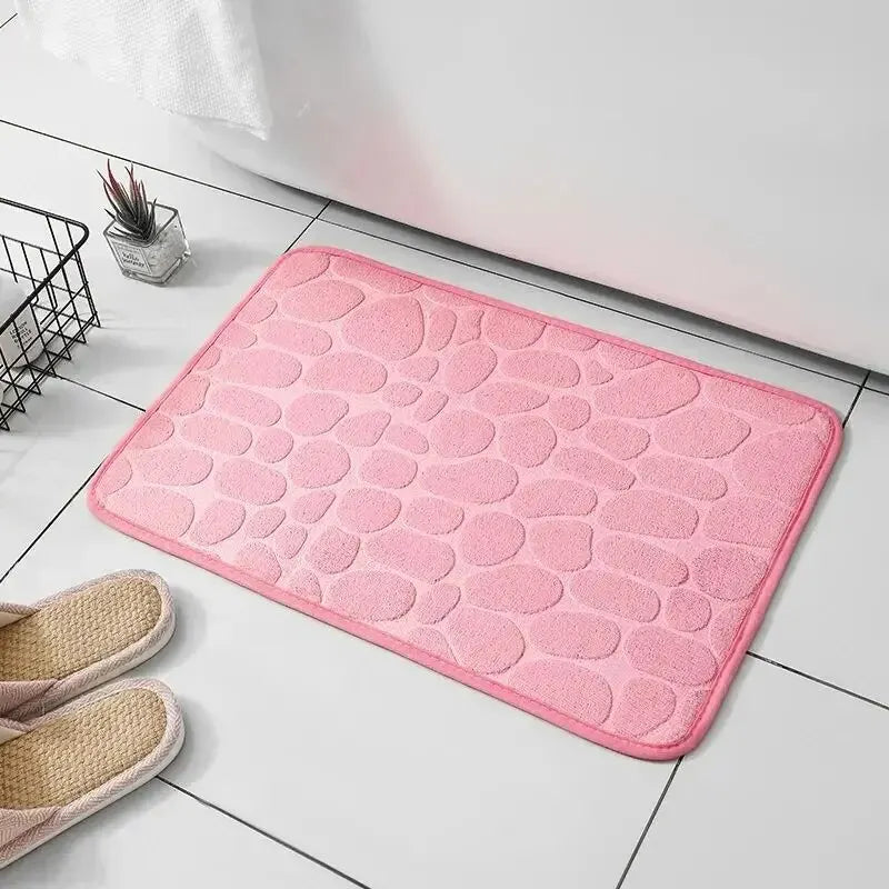 Tappeto in Fibra Goffrata Antiscivolo – Effetto Ciottoli per Bagno e Soggiorno, Memory Foam