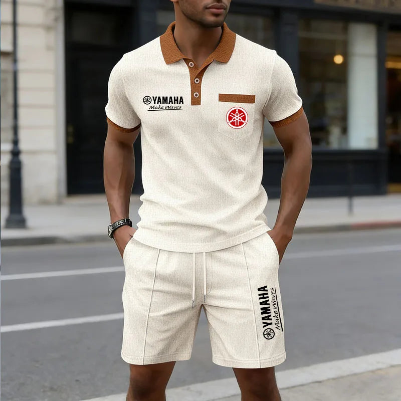 Herren Waffelpiqué-Polo & Shorts Set – Atmungsaktive lässige Streetwear