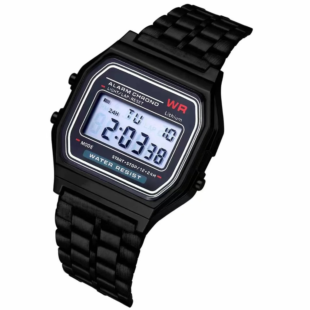 Orologio Digitale LED F91W con Cinturino in Acciaio – Unisex Multifunzione Sport ed Eleganza