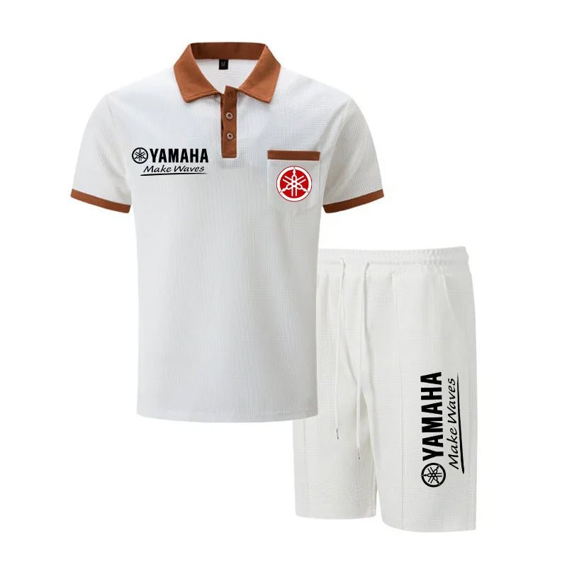 Herren Waffelpiqué-Polo & Shorts Set – Atmungsaktive lässige Streetwear