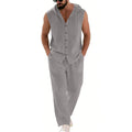 Men's Linen Hoodie & Pants Set – Breathable Casual Suit