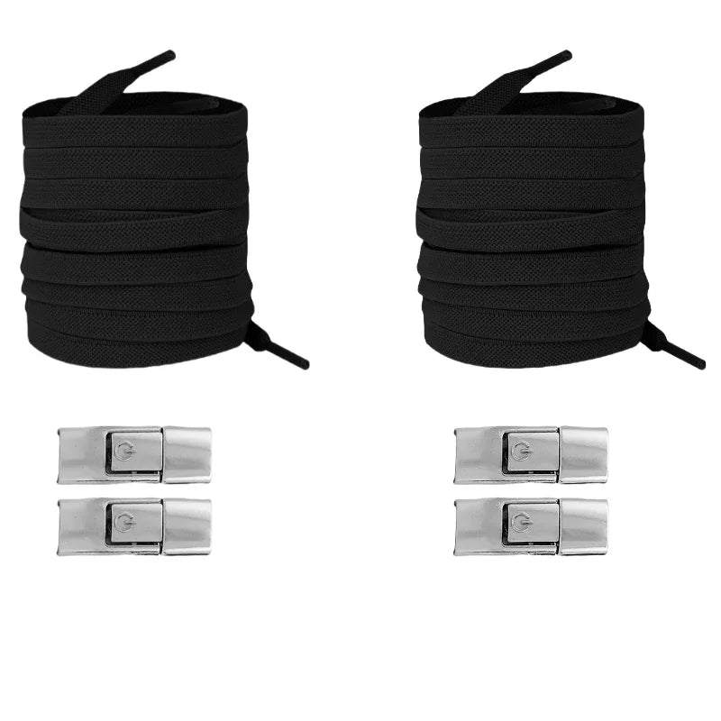 Lacci Elastici Senza Nodo con Chiusura a Pressione – Piatti 8mm per Sneaker, Bambini e Adulti