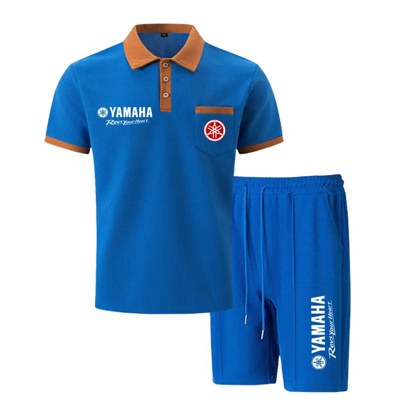 Herren Waffelpiqué-Polo & Shorts Set – Atmungsaktive lässige Streetwear