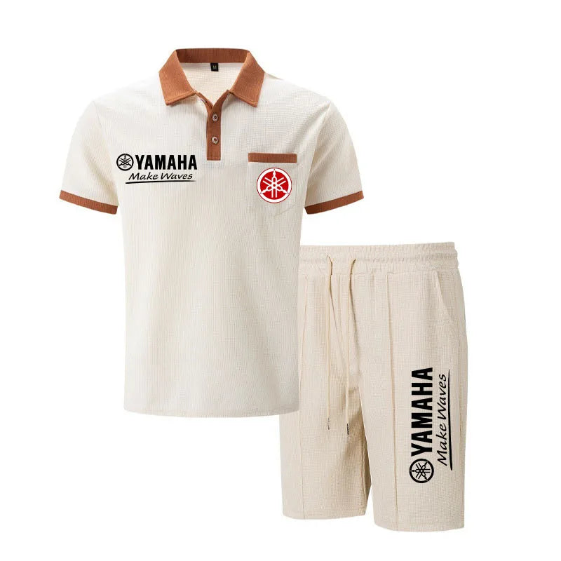 Herren Waffelpiqué-Polo & Shorts Set – Atmungsaktive lässige Streetwear