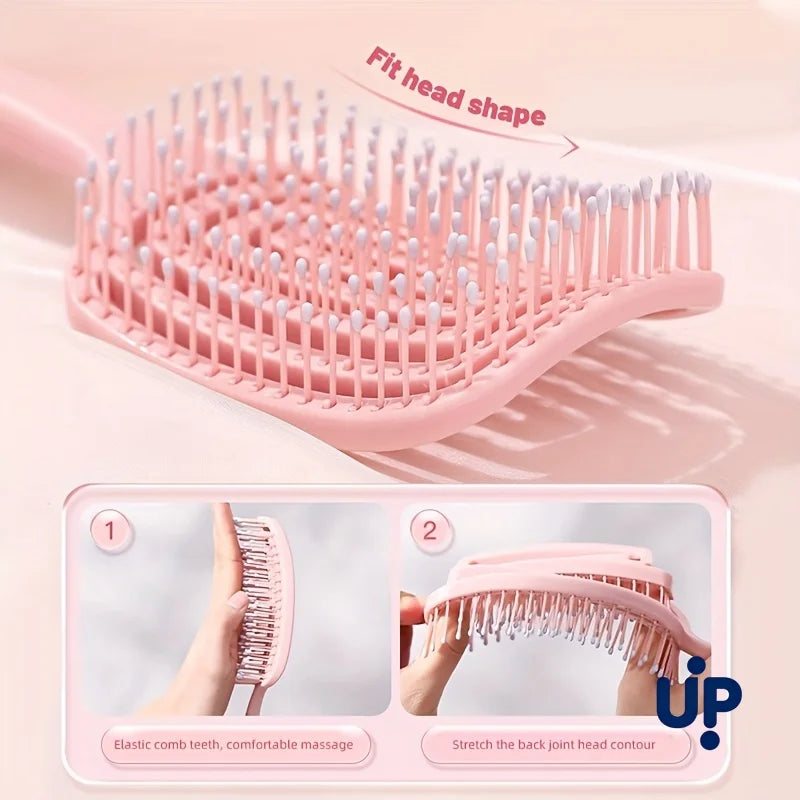 Pettine massaggiante per capelli districante e volumizzante, con design forato, strumento per lo styling di capelli veri e parrucche