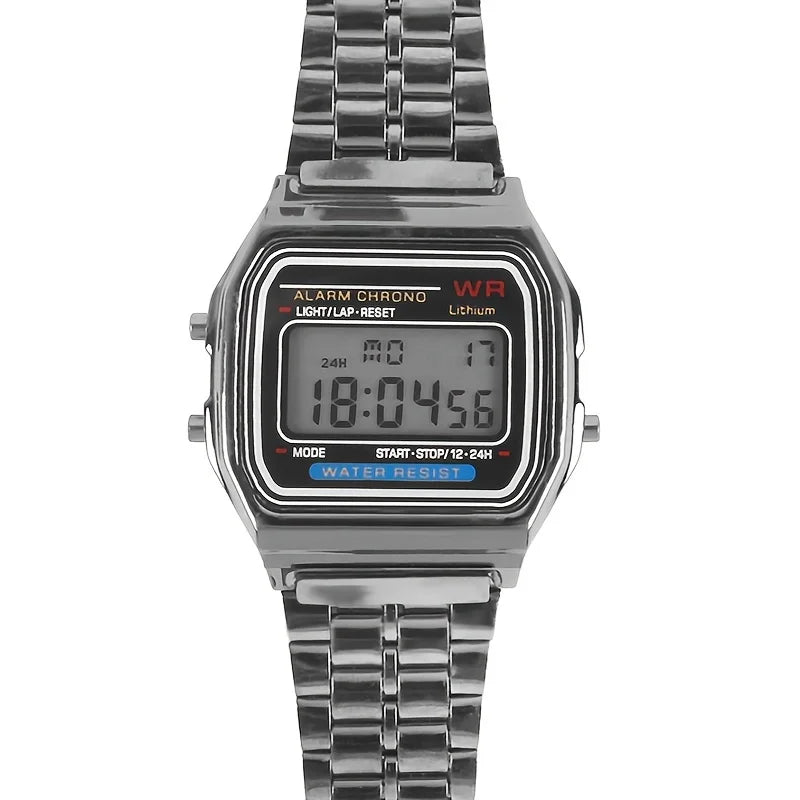 Orologio Digitale LED F91W con Cinturino in Acciaio – Unisex Multifunzione Sport ed Eleganza