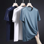 Sommer Herren Lauf-T-Shirts schnelltrocknend atmungsaktiv zum Wandern Angeln weiche Elastizität Outdoor-Sport Kurzarmshirt