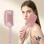 Pettine massaggiante per capelli districante e volumizzante, con design forato, strumento per lo styling di capelli veri e parrucche