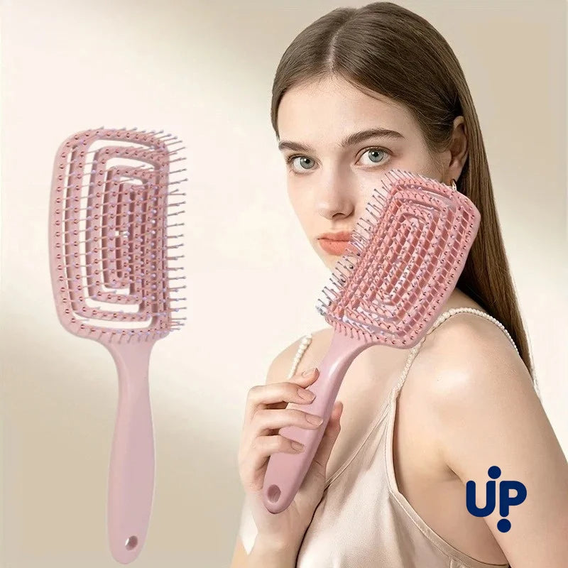 Pettine massaggiante per capelli districante e volumizzante, con design forato, strumento per lo styling di capelli veri e parrucche