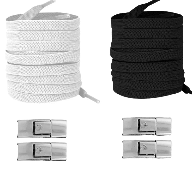 Lacci Elastici Senza Nodo con Chiusura a Pressione – Piatti 8mm per Sneaker, Bambini e Adulti