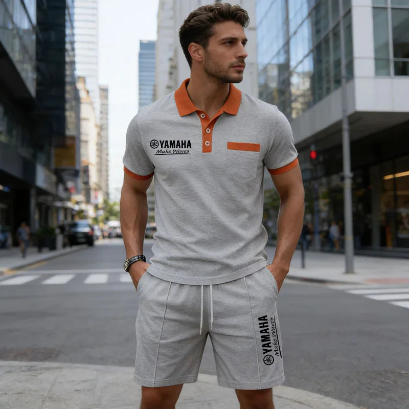 Herren Waffelpiqué-Polo & Shorts Set – Atmungsaktive lässige Streetwear