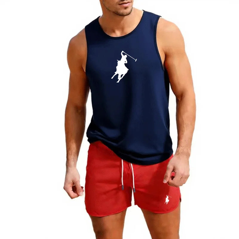Men's Athletic Vest & Shorts Set – 2-Piece Summer Sportswear