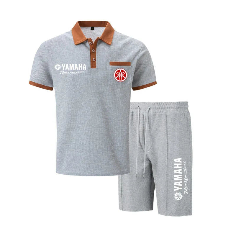Herren Waffelpiqué-Polo & Shorts Set – Atmungsaktive lässige Streetwear
