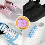 Elastische Schnürsenkel ohne Binden mit Druckknopfverschluss – flach 8 mm für Sneaker, Kinder und Erwachsene