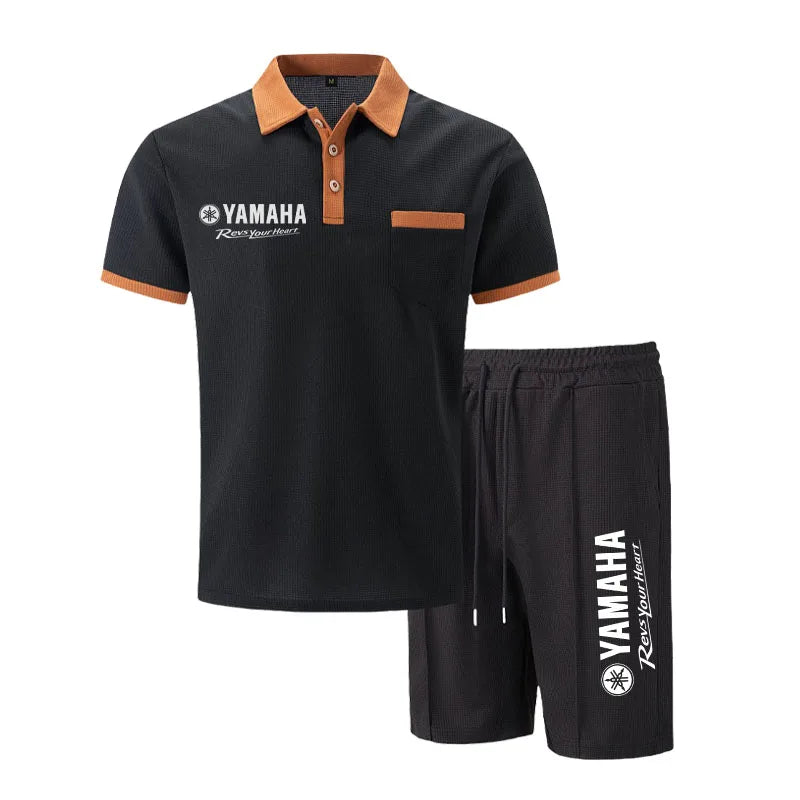 Herren Waffelpiqué-Polo & Shorts Set – Atmungsaktive lässige Streetwear