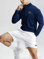 Sport-Langarmshirt für Herren mit halbem Reißverschluss – schnelltrocknendes Polyester für Fitness und Sport