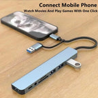 TYPE-C Hub USB3.0 Hub 8-in-2 USB-Verteiler mit SD/TF-Kartenleser & 3,5-mm-Audiobuchse für MacBook/PC/Laptop/Tablet-Geräte Splitter