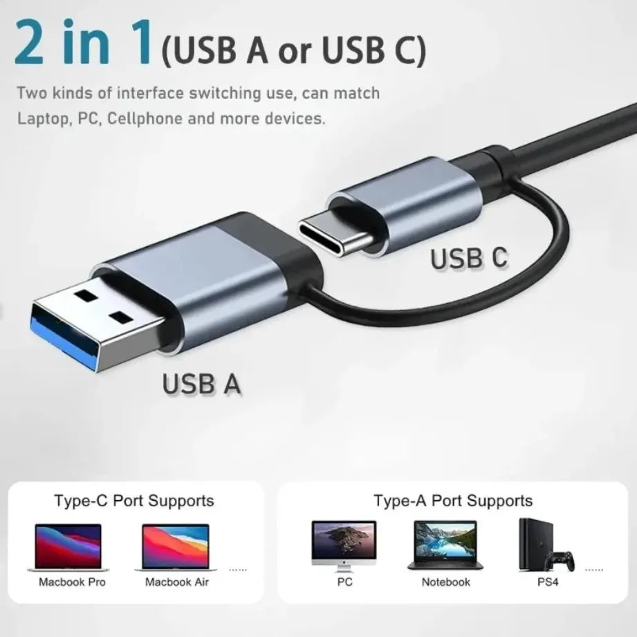 TYPE-C Hub USB3.0 Hub 8-in-2 USB-Verteiler mit SD/TF-Kartenleser & 3,5-mm-Audiobuchse für MacBook/PC/Laptop/Tablet-Geräte Splitter