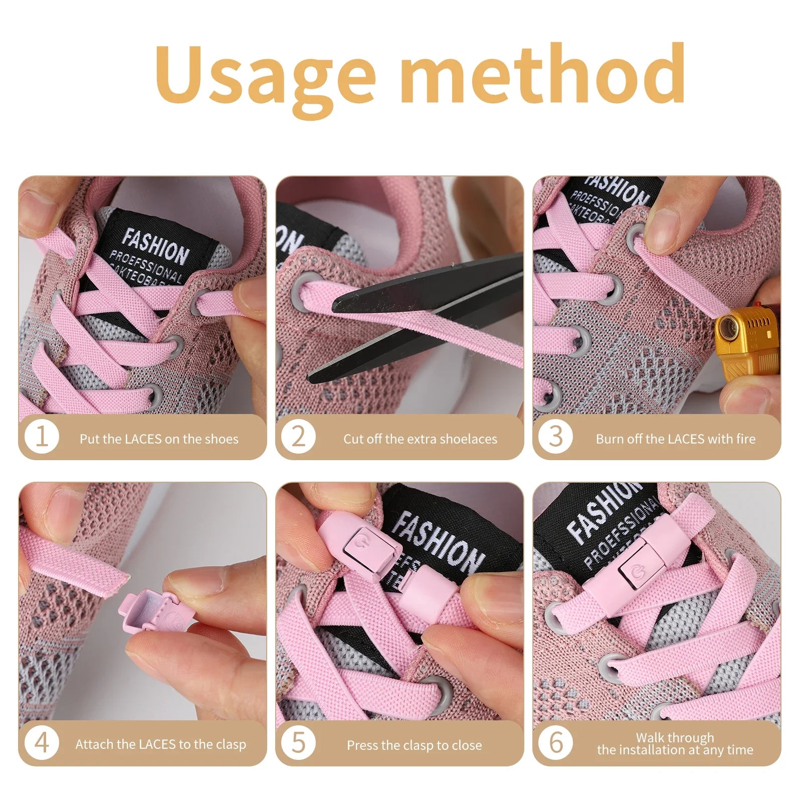 Lacci Elastici Senza Nodo con Chiusura a Pressione – Piatti 8mm per Sneaker, Bambini e Adulti