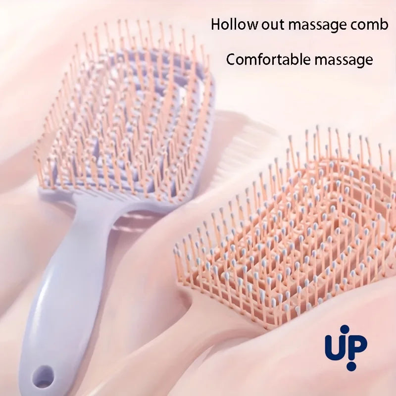 Pettine massaggiante per capelli districante e volumizzante, con design forato, strumento per lo styling di capelli veri e parrucche