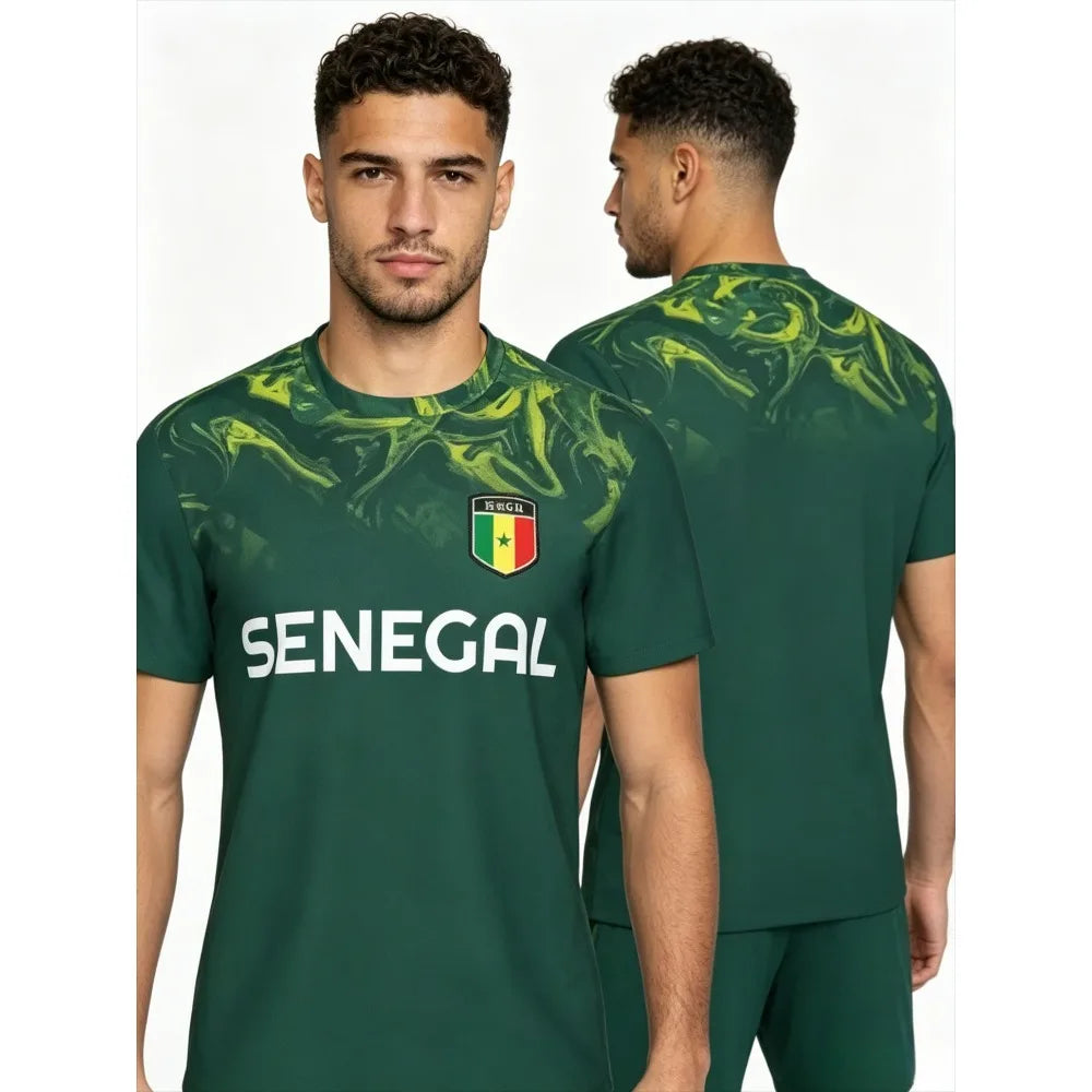 Senegal Flag 3D Football T-Shirt – Men's Graphic Sports Tee