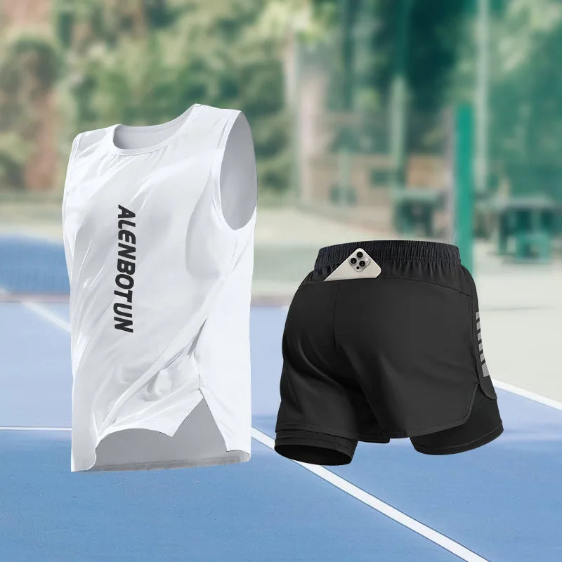 Completo Sportivo Uomo Estivo – Canotta e Pantaloncino Asciugatura Rapida per Running, Marathon e Basket