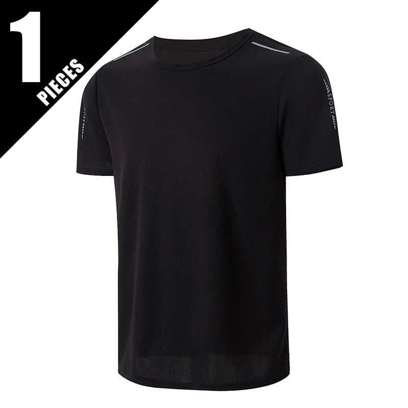 T-Shirt Running Riflettente Manica Corta in Ice Silk – Asciugatura Rapida Estiva per Fitness e Sport