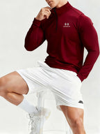 Sport-Langarmshirt für Herren mit halbem Reißverschluss – schnelltrocknendes Polyester für Fitness und Sport