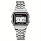 Orologio Digitale LED F91W con Cinturino in Acciaio – Unisex Multifunzione Sport ed Eleganza