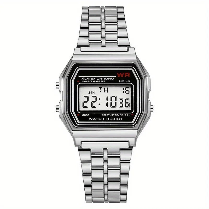 Orologio Digitale LED F91W con Cinturino in Acciaio – Unisex Multifunzione Sport ed Eleganza