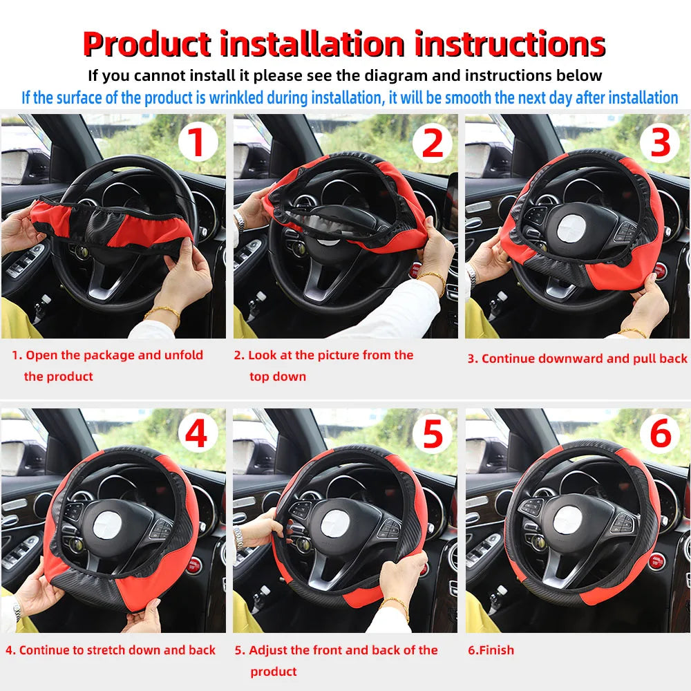 Coprivolante in Pelle PU Effetto Carbonio – Universale 37-38 cm, 13 Colori