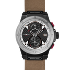 Otto Chrono Argento Nero - Cinturino in pelle artigianale