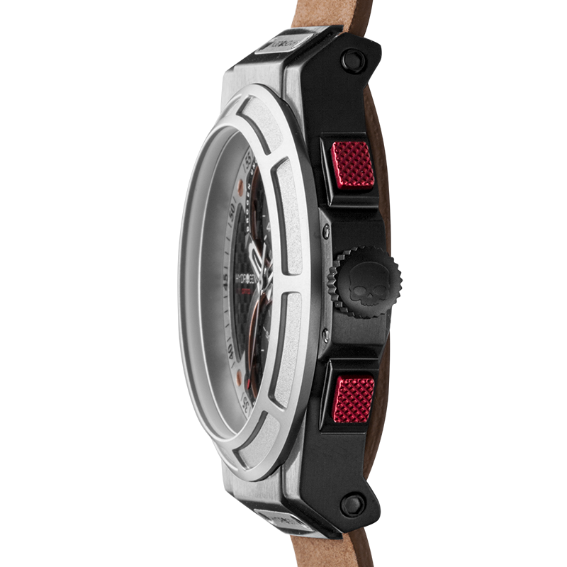 Otto Chrono Silver Black - Artisanal Leather Strap