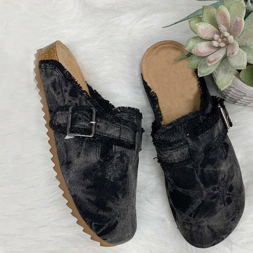 Canvas Loafer Clogs — Women's Vintage Flat Heel