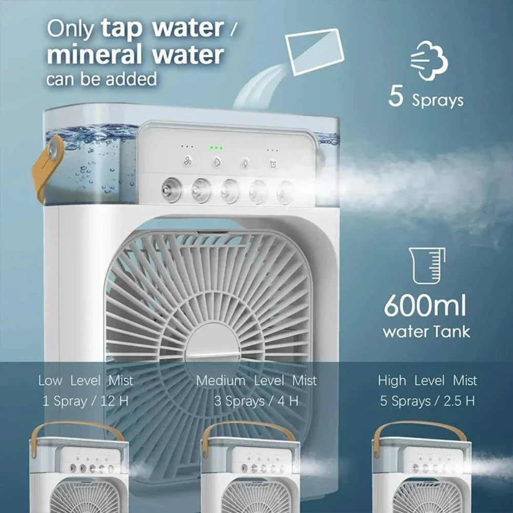 Portable Desktop Air Cooler — 3-in-1 USB Fan