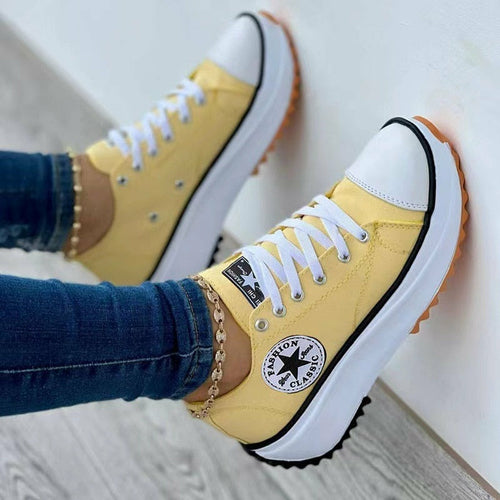 Canvas Lace-Up Sneakers — Women's Casual Sport Shoes