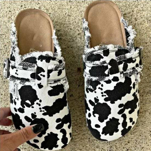 Canvas Loafer Clogs — Women's Vintage Flat Heel