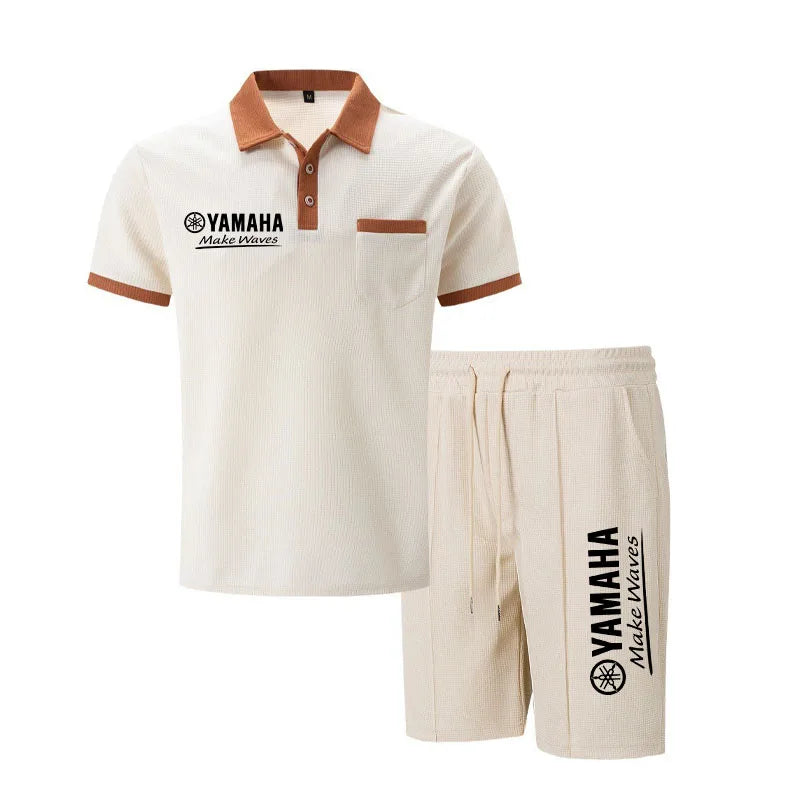 Herren Waffelpiqué-Polo & Shorts Set – Atmungsaktive lässige Streetwear