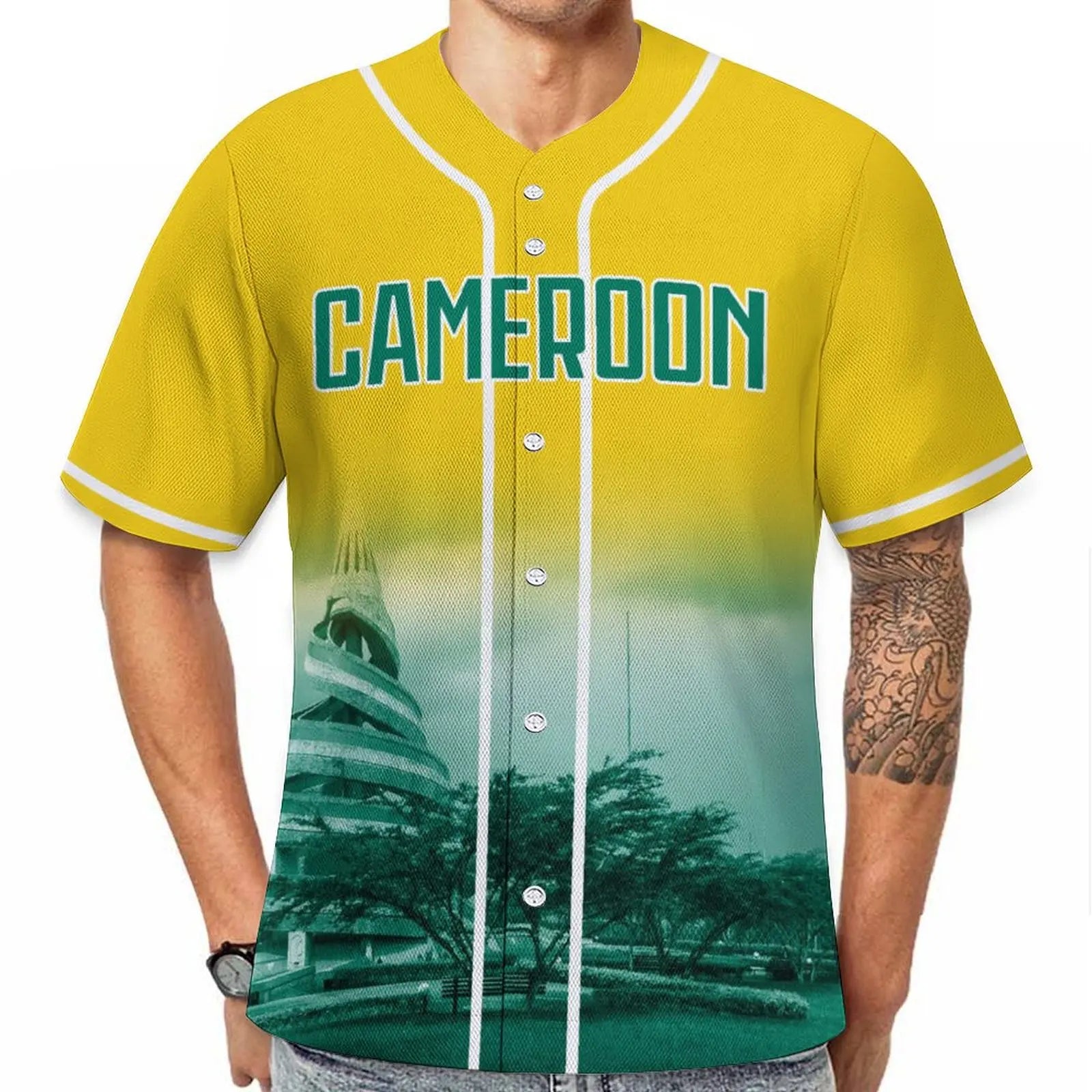 Cameroon Baseball Jersey – Custom Name & Number, City Skyline Design