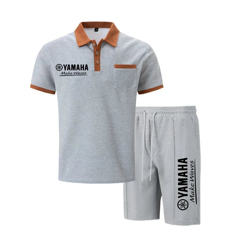 Herren Waffelpiqué-Polo & Shorts Set – Atmungsaktive lässige Streetwear