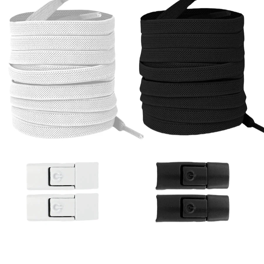 Lacci Elastici Senza Nodo con Chiusura a Pressione – Piatti 8mm per Sneaker, Bambini e Adulti