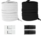 Elastische Schnürsenkel ohne Binden mit Druckknopfverschluss – flach 8 mm für Sneaker, Kinder und Erwachsene